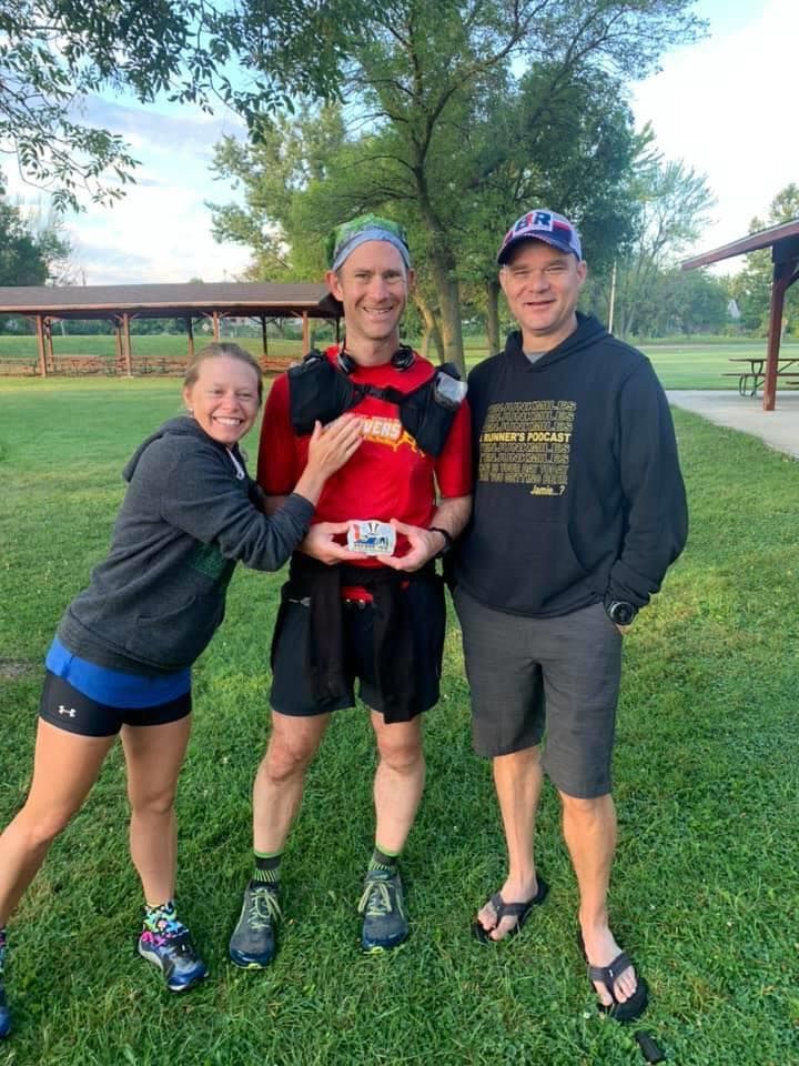 Darrick earning a belt buckle at the Badger 100, Aug 2020